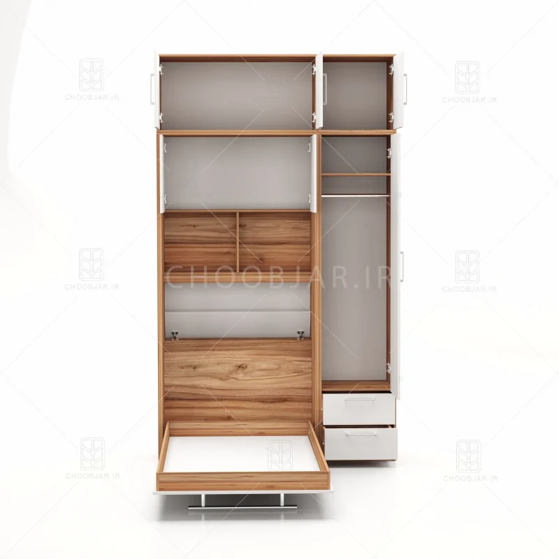 تخت تاشو عمودی تک نفره طول 155 کد 120 سفید گردویی