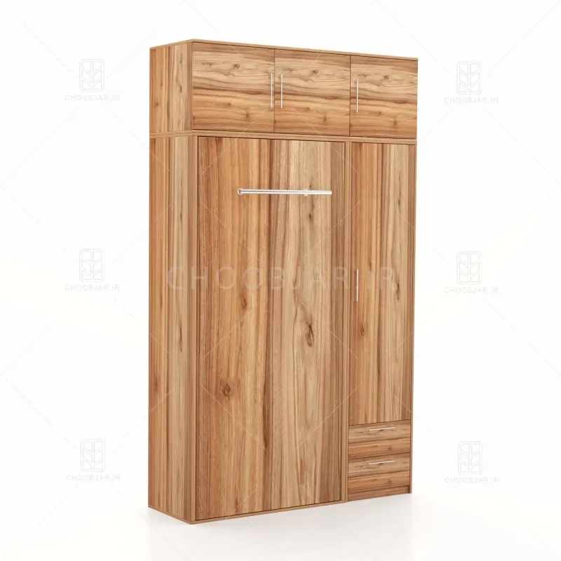 تخت تاشو عمودی تک نفره طول 155 کد 120 گردویی