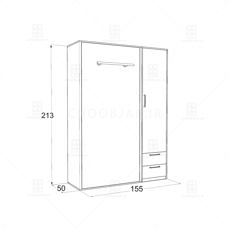 تخت تاشو عمودی تک نفره طول 155 کد 121 سایر