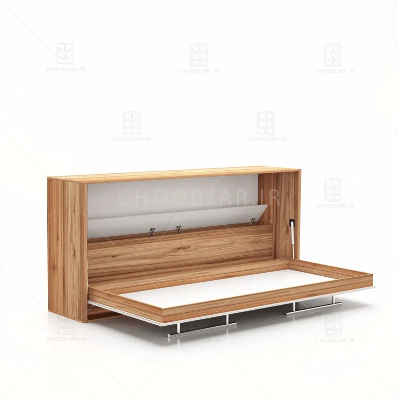 تخت تاشو افقی تک نفره طول 215 کد 124 سفید گردویی