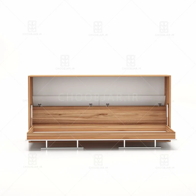 تخت تاشو افقی تک نفره طول 215 کد 124 سفید گردویی