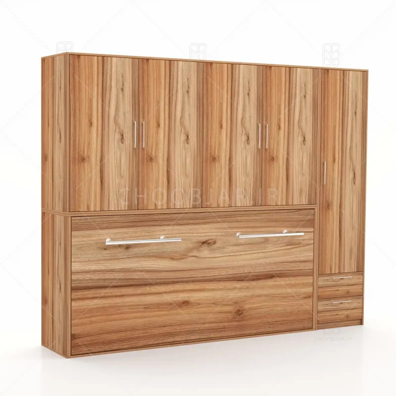 تخت تاشو افقی تک نفره طول 265 کد 125 گردویی